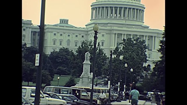 1980s old Capitol building on Capitol Hill in Washington DC skyline. Home of the United States Congress, legislative branch of the USA federal government. Historical United States in the year 1980.