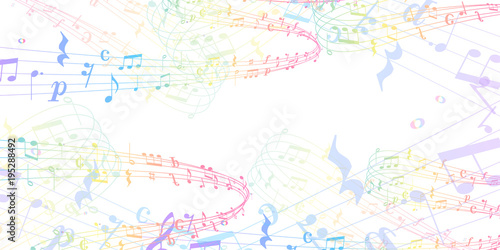 音符 楽譜 カラフル 背景 Wall Mural Wallpaper Murals J Boy