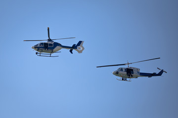 Special forces helicopters team ready for rope jumping