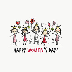 8 march, international women's day. Pretty girls with flowers for your design