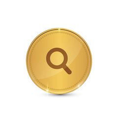 Search Circular Gold Vector Web Button Icon