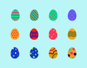 Easter eggs icon set. Vector Illustration