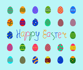 Easter eggs icon set. Vector Illustration