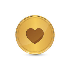 Heart Circular Gold Vector Web Button Icon