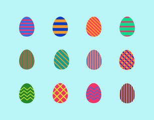 Easter eggs icon set. Vector Illustration