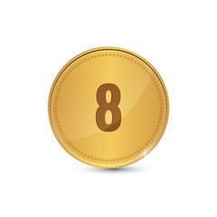 8 Number Circular Vector Gold Web Icon