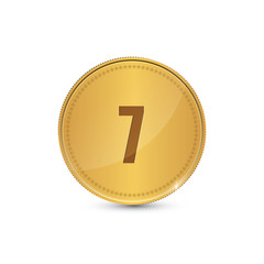 7 Number Circular Vector Gold Web Icon