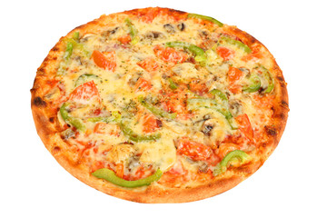 Pizza mit Paprika und Tomaten