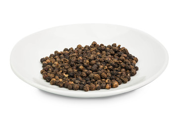 black peppers isolated on white background.