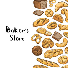 Vector hand drawn colored bakery elements