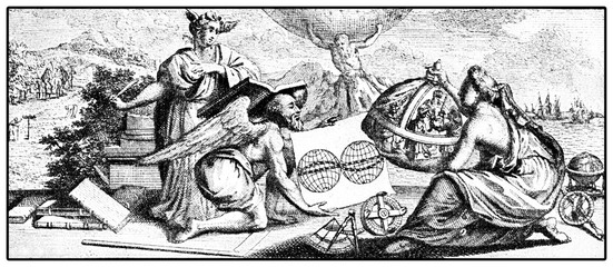 The new  world, engraving from the atlas  Le Nouveau Theatre du Monde  published in 1713 by the Duch cartographer Pieter Vander Aa