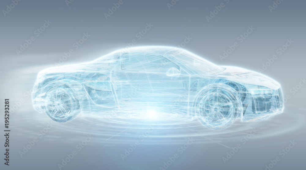 Poster modern digital smart car interface 3d rendering