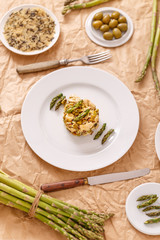 Asparagus risotto dish