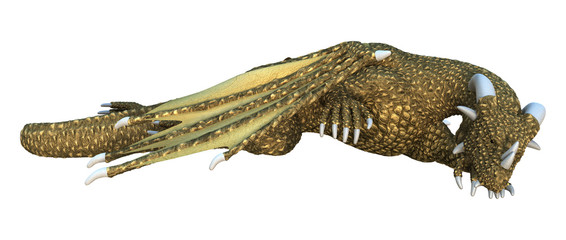 3D Rendering Fantasy Dragon on White