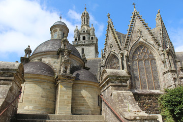 The sacristy and church and tower of Saint-Germain, Pleyben, (Parish Close), Brittany, France