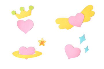 Heart design element paper cut on white background - isolated