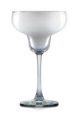 Empty margarita glass isolated on white background