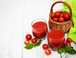 Glasses with tomato juice