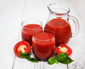 Glasses with tomato juice