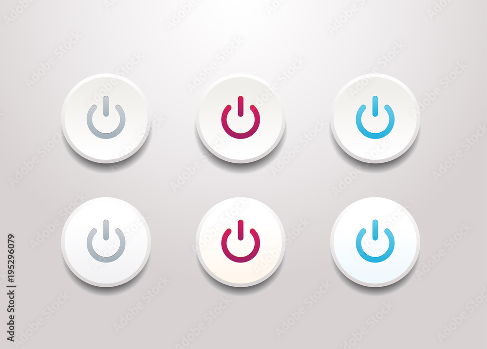 Poster power button icon set - simple flat design isolated on white background