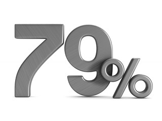 seventy nine percent on white background. Isolated 3D illustration