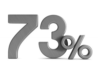 seventy three percent on white background. Isolated 3D illustration