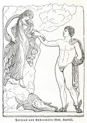 Fototapeta na wymiar Perseus liberates Andromeda, marble relief of 1st century AD (from Meyers Lexikon, 1896, 13/685)
