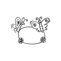 Two butterflies holding a banner