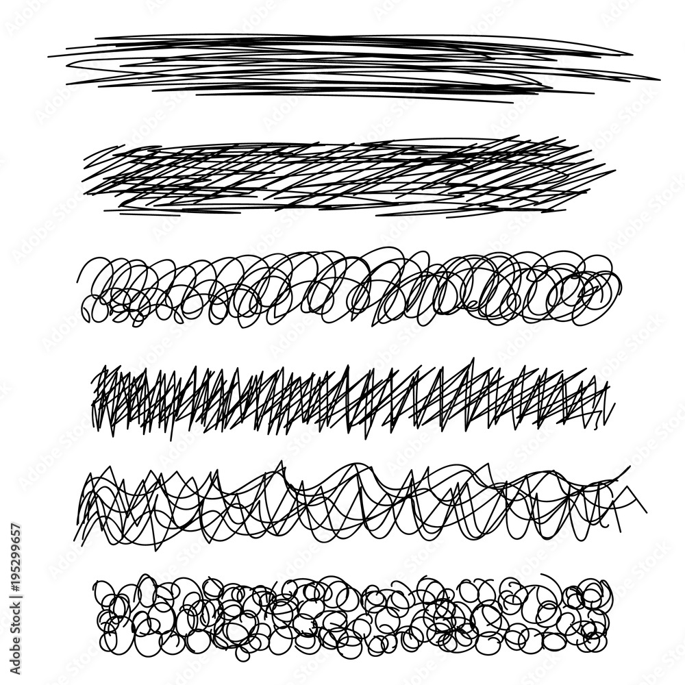Poster vector light set of hand drawn scribble line shapes. . set of hand drawn scribble symbols isolated o