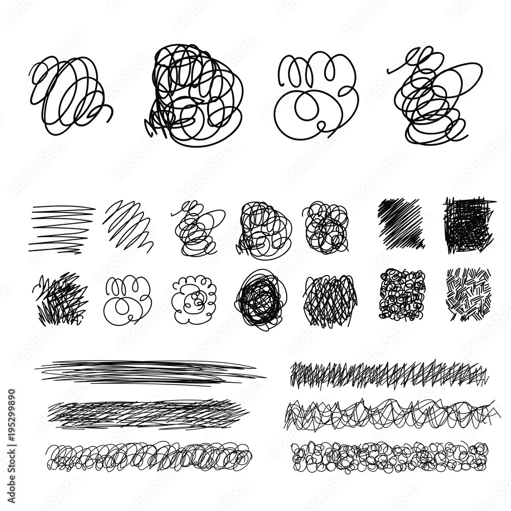 Poster vector light set of hand drawn scribble line shapes. logo design elements