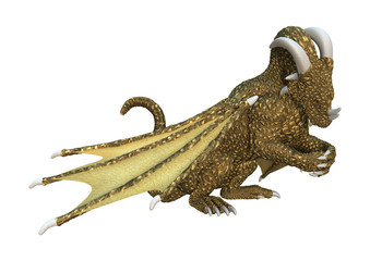Fototapeta premium 3D Rendering Fantasy Dragon on White