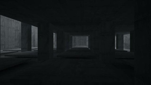 Abstract parametric white interior with neon lighting. 3D illustration and rendering.