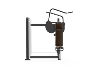 Multifunctional gym machine, left view isolated on white background. 3D Rendering, Illustration.