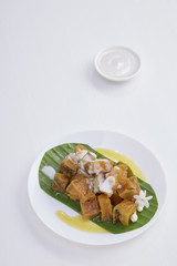 Thai dessert food with Pumpkin in syrup
