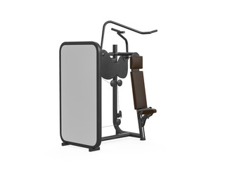 Multifunctional gym machine, angle view isolated on white background. 3D Rendering, Illustration.