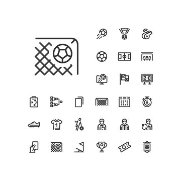 Goal icon in set on the white background. Soccer / football linear icons to use in web and mobile app.