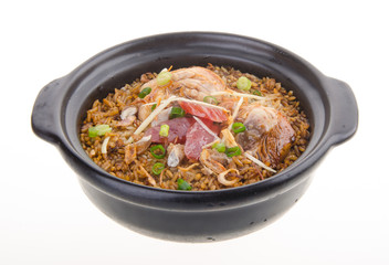 Claypot chicken rice. asia food