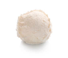 Fototapeta na wymiar Delicious vanilla ice cream on white background
