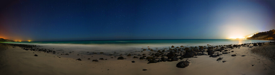 Night panorama of the sea shore
