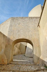 Empty entrance in the ancient fortress of Calvi