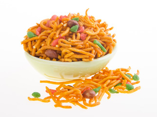 murukku or traditional indian snack on background.