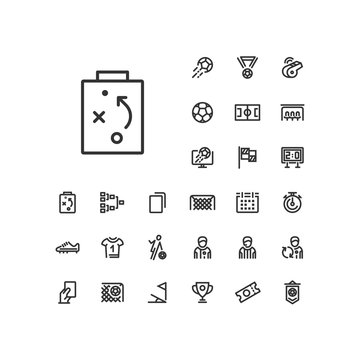 Tactics icon in set on the white background. Soccer / football linear icons to use in web and mobile app.