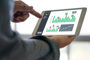 Business Man Sales Increase Revenue Shares and Customer Marketing Sales Dashboard Graphics Concept