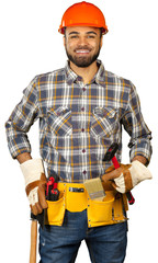 Construction worker isolated on white