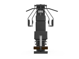 Multifunctional gym machine, front view isolated on white background. 3D Rendering, Illustration.