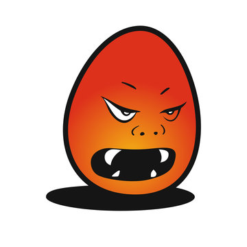 devil face egg in orange with white background