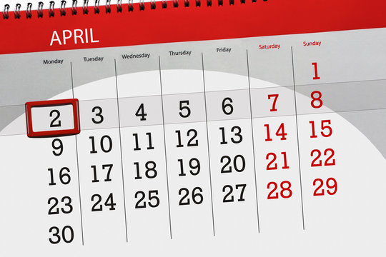 The daily business calendar page 2018 April 2