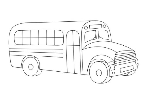 Outlined school bus. School bus for coloring book.