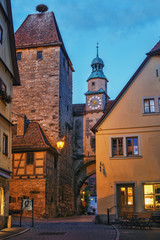 Fototapeta na wymiar .A warm summer evening in the old German town of Rothenburg ob der Tauber. Bavaria. Germany.