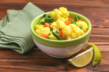 Indian Vegetarian curry Vegetable Korma. Copyspace, horizontal view